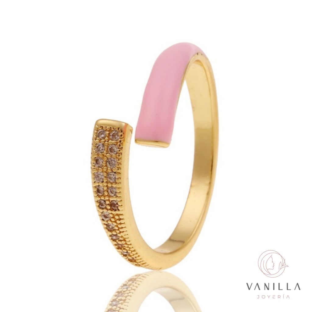 Anillo ajustable de enamel y circonias