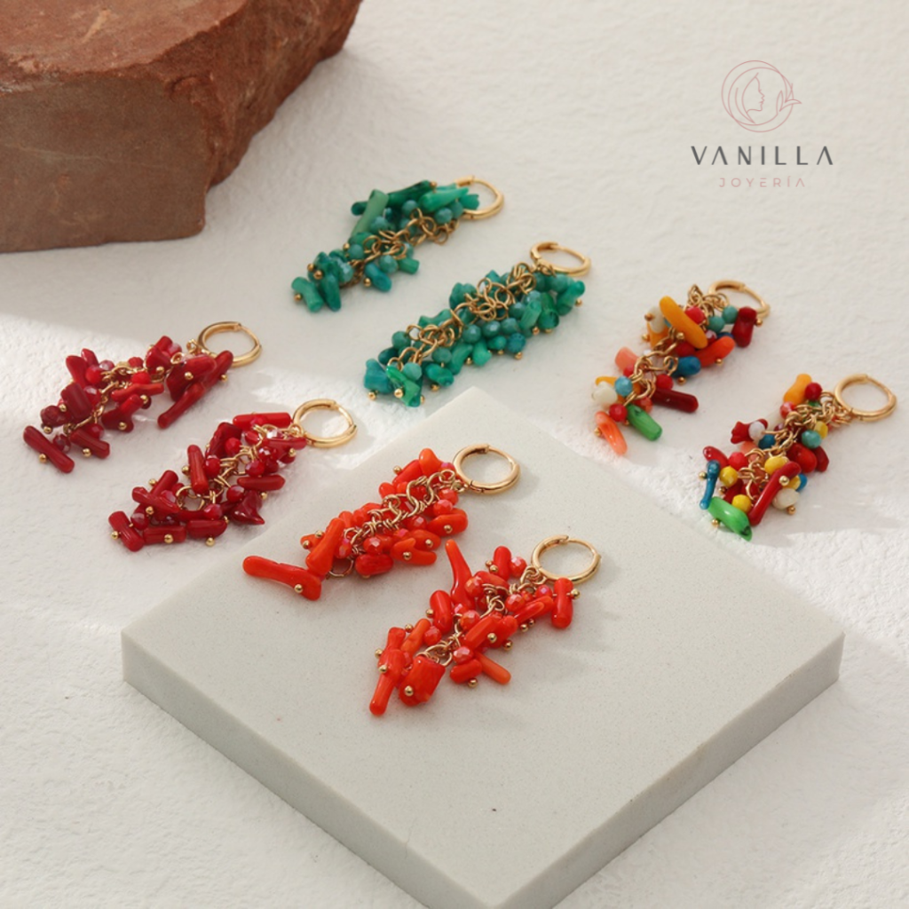 Pendientes con colgantes de piedras naturales